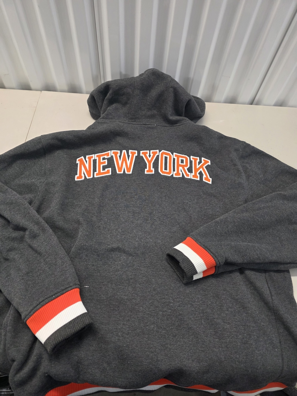 NBA UNK Zip Hoodie NewYork Knicks gray & striped Men's Size XXL - Picture 7 of 9